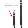 Two black elastic straps with metal clips, one is shown with an arrow indicating adjustability. Produktbild-Vorschau