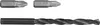 Three drill bits and screwdriver bits are laid out on a white background. Produktbild-Vorschau