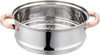 A stainless steel steamer pot with rose gold handles against a white background. Voir les images du produit
