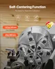 A close-up of a self-centering lathe chuck with text overlays describing its features and dimensions. Anteprima dell’immagine prodotto