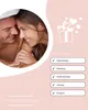 A couple looking at each other, with gift icons and a list of occasions for gifts. Produktbild-Vorschau
