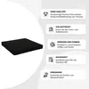 A black cushion is shown next to a series of feature callouts. Produktbild-Vorschau