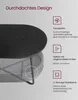 A close-up of a modern coffee table with descriptive text and icons highlighting its features. Produktbild-Vorschau