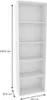 A white bookshelf with dimensions indicated by measurement lines and text. Produktbild-Vorschau