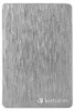 A close-up, top-down view of a silver external hard drive with a brushed metal finish. Podgląd zdjęcia produktu