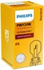 A yellow cardboard box with product information and an illustration of a light bulb. Produktbild-Vorschau