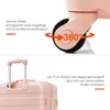 Close-up shots of a pink suitcase, highlighting its wheels and handle. Náhľad obrázku produktu