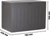 A gray storage box with dimensions indicated. Produktbild-Vorschau