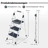 COSTWAY Trittleiter 3 Stufen, Leiter klappbar mit Produktbild-Vorschau 3