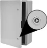 A gray electrical enclosure with its door open, showing a close-up of the locking mechanism. Produktbild-Vorschau