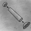 An isometric illustration showing components of a tubular product with two end caps. Produktbild-Vorschau
