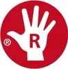 A red circle with a white handprint and the letter R in the center. There is a smaller registered trademark symbol in the lower left corner. Anteprima dell’immagine prodotto