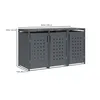 A 3-bin trash can enclosure with dimensions indicated. Produktbild-Vorschau