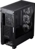 A black computer case with a glass side panel showing three fans. Produktbild-Vorschau