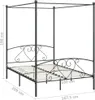 vidaXL Rám postele se stříškou šedý kovový 160 x 200 cm Náhled obrázku produktu 4