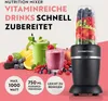 A nutrition mixer with various fruits and smoothies, along with feature callouts. Podgląd zdjęcia produktu