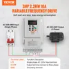 Diagram showing a variable frequency drive connected to a motor and a circuit breaker, with text explaining its features and connections. Náhľad obrázku produktu