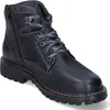 A black leather boot is shown against a white background. Produktbild-Vorschau