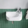 AQUALAVOS Waschbecken Handwaschbecken weiß eckig oval klein Produktbild-Vorschau 5