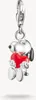 A silver charm of Snoopy holding a red heart, attached to a silver clasp. Podgląd zdjęcia produktu