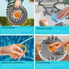 A collage of four images showcasing different features of a pool robot. Produktbild-Vorschau