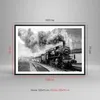 Gerahmtes Poster - Schwarzer Rahmen - Zug Schwarzweiß Rauch Produktbild-Vorschau 5