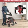 COSTWAY Rollator se sedadlem skládací lehký, 2v1 invalidní Náhled obrázku produktu 5