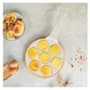 A multi-cup frying pan with pancakes being cooked, next to a plate of finished pancakes and eggs. Podgląd zdjęcia produktu