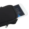 A close-up view of a black neoprene phone case with a white smartphone partially inserted. Produktbild-Vorschau