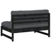 A back view of a black wooden sofa with a gray mattress. Voir les images du produit