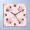 Wanduhr Echt-Glas-Küchenuhr Rosa Rosen grün Quarz Lautlos Produktbild-Vorschau 1