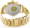 The back of a gold-colored watch with a metal band is shown against a white background. Produktbild-Vorschau