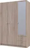 A three-door wardrobe with a full-length mirror on the right door and two drawers below the mirror. Náhľad obrázku produktu