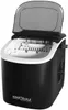 A black and white ice maker with its lid open, showing the internal components. Náhled obrázku produktu
