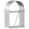 A silver arched structure made of corrugated metal, likely a firewood storage rack. Náhľad obrázku produktu