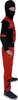 A child wearing a red and black ninja costume, shown from the side. Produktbild-Vorschau