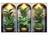 GKA 3 Stück 3D Wandtattoo Grünpflanzen A2 Blumen LED-Licht Produktbild-Vorschau 3