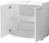 A white bathroom cabinet with its doors open, revealing two shelves. Produktbild-Vorschau