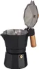 Italienische Kaffeemaschine Holz Aluminium 3 Kopper Produktbild-Vorschau 2