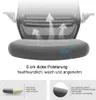 Close-up of an ergonomic office chair's seat and backrest, highlighting features like breathability and cushioning. Produktbild-Vorschau