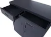 A close-up view of an open drawer and a cabinet door of a dark gray metal filing cabinet. Produktbild-Vorschau
