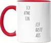Ich atme ein Ich raste aus Tasse Rot Work Life Balance Produktbild-Vorschau 1