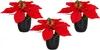 Three artificial poinsettia plants in black pots are arranged in a triangular formation against a white background. Voir les images du produit