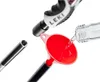 A close-up shot of parts of a LEKI trekking pole being assembled or maintained, with liquid being poured into a funnel. Produktbild-Vorschau