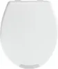 A top-down view of a closed white toilet seat. Produktbild-Vorschau