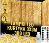 A product image showing LED curtain lights with a remote control and USB connector, along with descriptive text and icons. Náhľad obrázku produktu