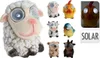 A collage of various solar-powered garden lights shaped like farm animals, including a sheep, chicken, cow, bird, pig, and goat. The lights are designed to illuminate at night. Anteprima dell’immagine prodotto