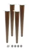Four wooden furniture legs and a set of screws and felt pads are arranged on a white background. Produktbild-Vorschau