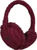 A pair of maroon earmuffs is shown against a white background.