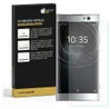 A product shot of a phone screen protector packaging next to a smartphone with the screen protector applied. Produktbild-Vorschau